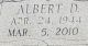 Headstone Inscription for Albert Dewey Routon 